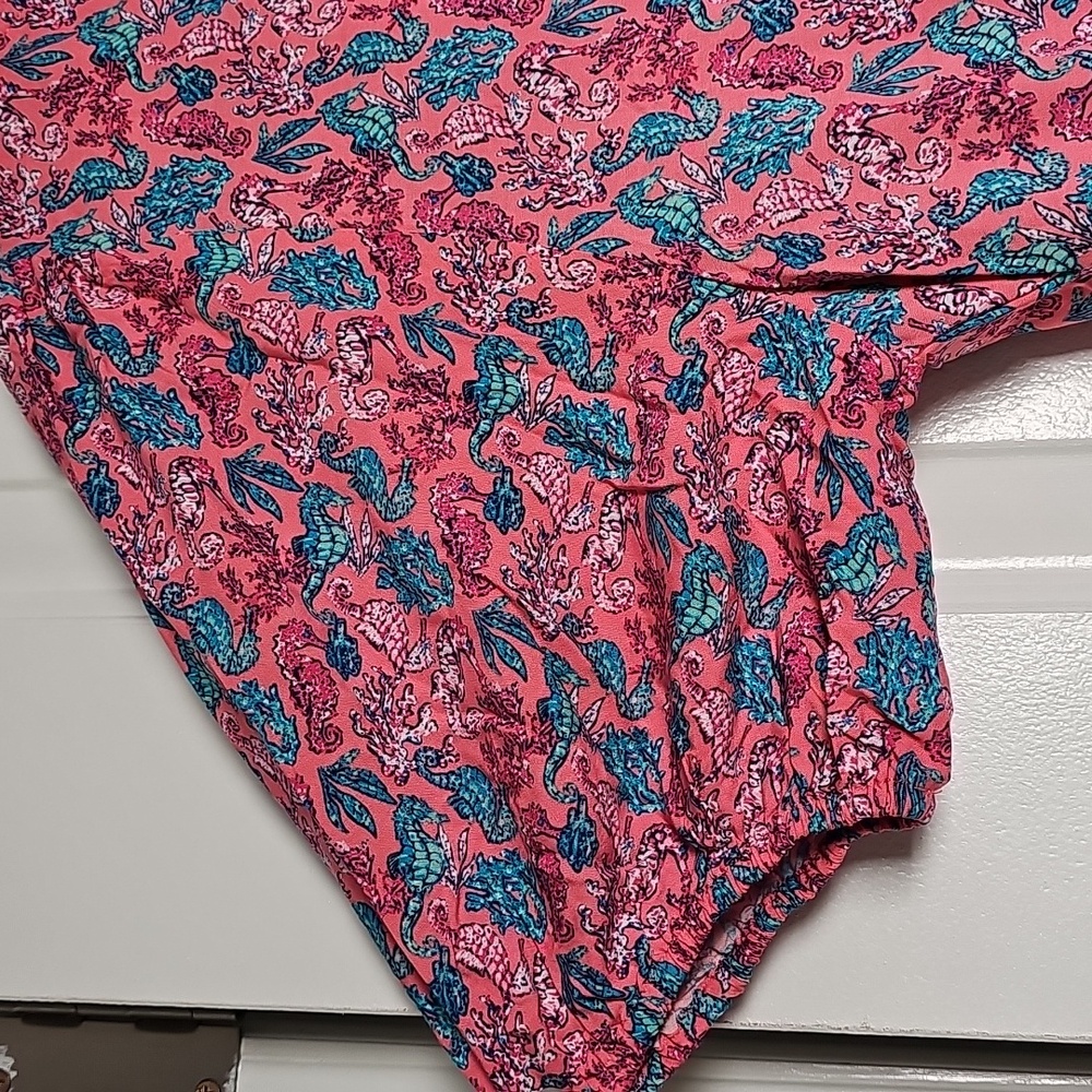 Simply Southern sm Pink and Blue Ocean Seahorse Pattern Maxi Dress - Picture 12 of 14